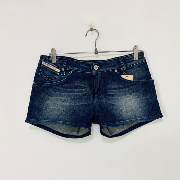 디젤 빈티지 00s y2k 로우라이즈 워싱데님 마이크로 쇼츠 반바지 28