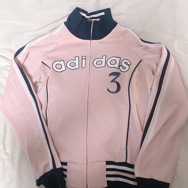 아디다스 연핑크 저지 트랙탑 집업