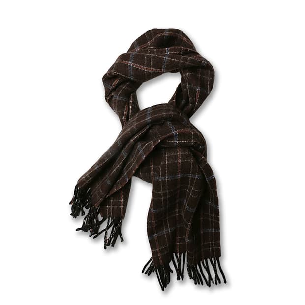 드레익스 [Drake's] 브라운 체크 런던 스코틀랜드 머플러