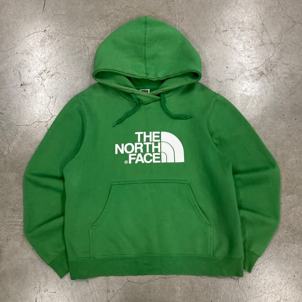 노스페이스 그린 컬러 빅로고 후드티