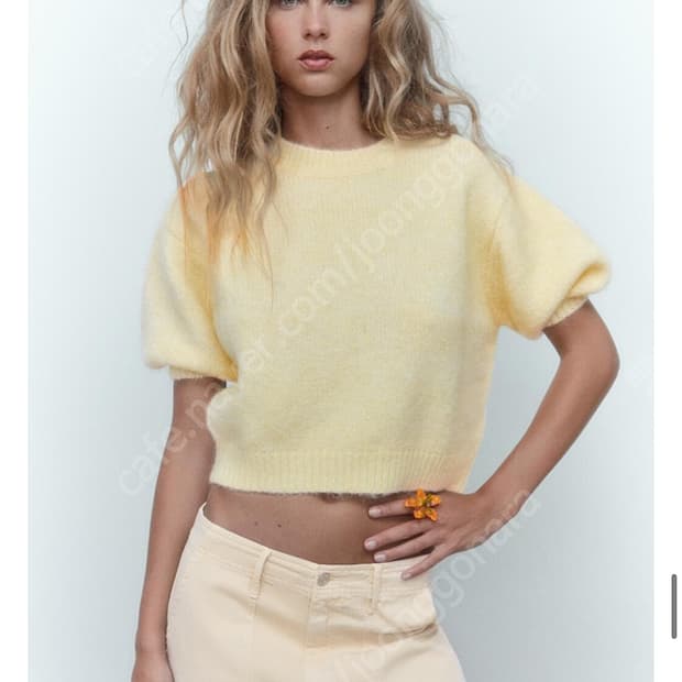 자라 퍼프 반팔 니트