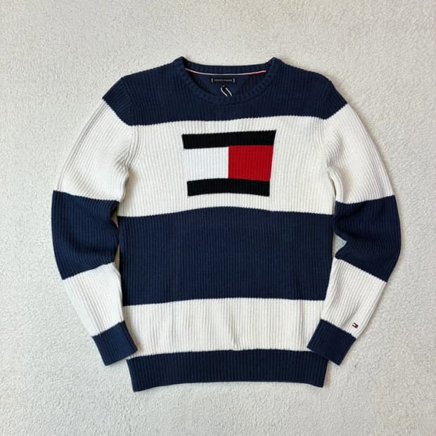 타미힐피거 스트럭처 플래그 크루넥 스웨터 PN6115   