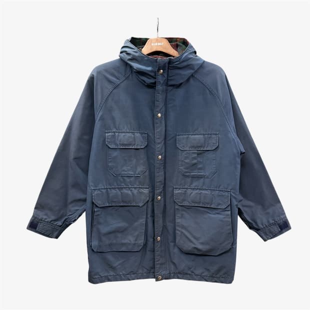 울리치 후드 마운틴파카 멀티포켓 안감체크 기모 디테일 블루