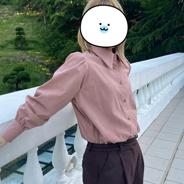 아무르무아르 핑크 블라우스 코듀로이 셔츠