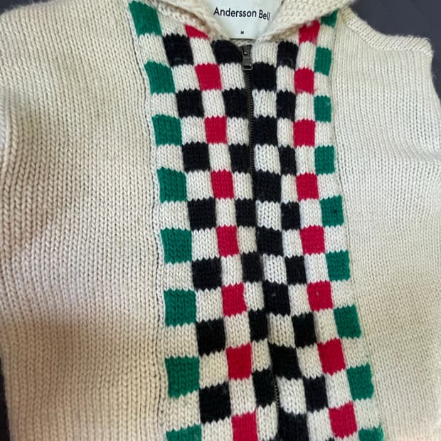 앤더슨벨 체커보드 코위찬 집 가디건 M