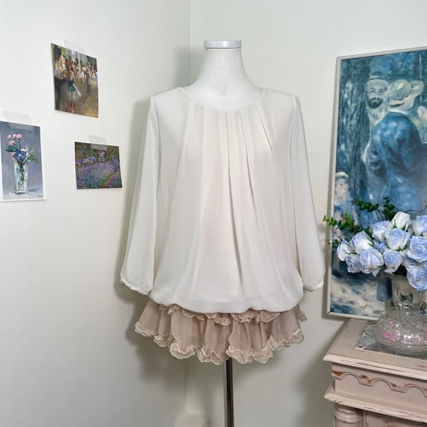pink ivory pleats lovely blouse(size-11)