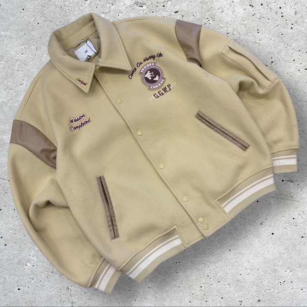 [M] H&M 흐앤므 에이치앤엠 베이지색 점퍼 바시티 자켓 C315