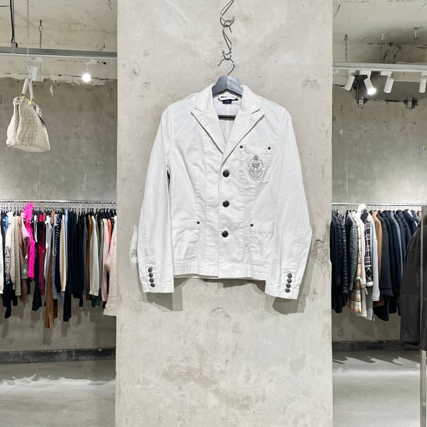 랄프 로렌 화이트 크라운 패치 코튼 자켓