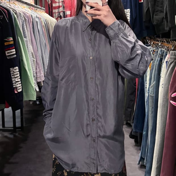 [IM] 실크 긴팔셔츠 실버