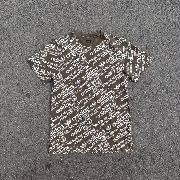 00s 아디다스 스펠아웃 카키 브라운 올드스쿨 반팔 티셔츠 100