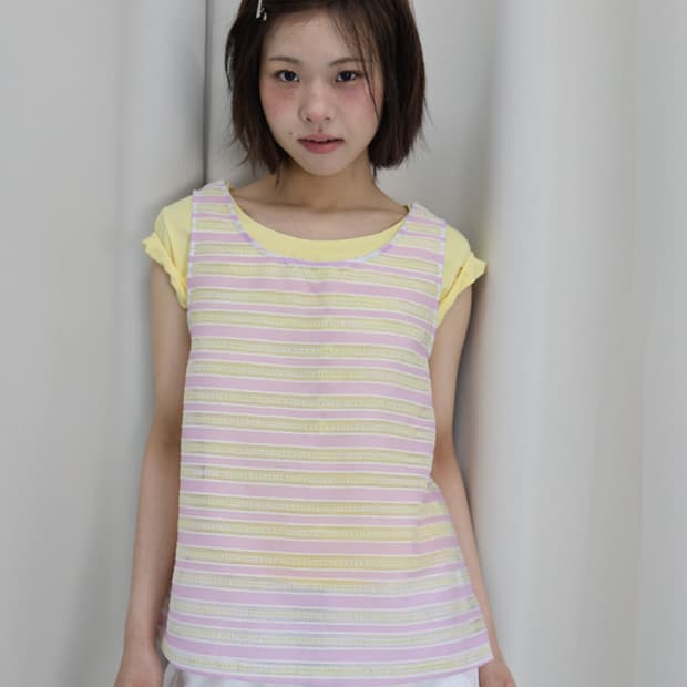 (무배) sheer sherbet top yellow pink
