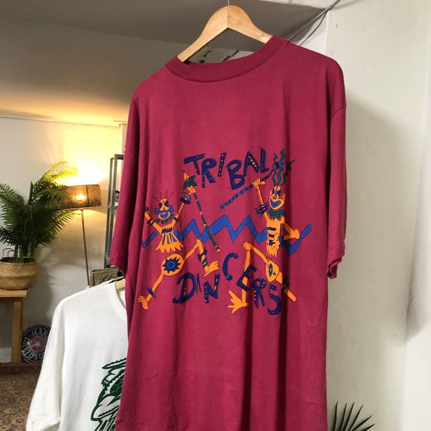 Vintage Vip club Tribal dancers pink tee