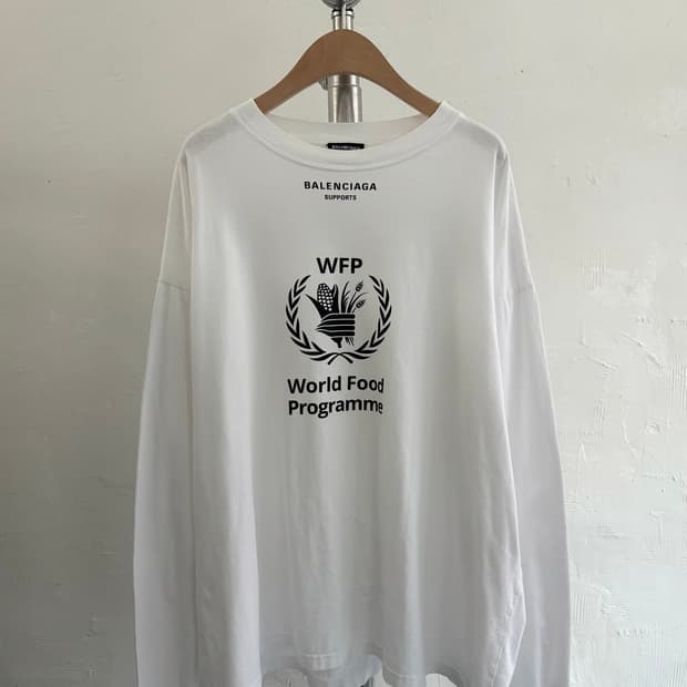 Balenciaga 발렌시아가 화이트 WFP 롱슬리브 티셔츠