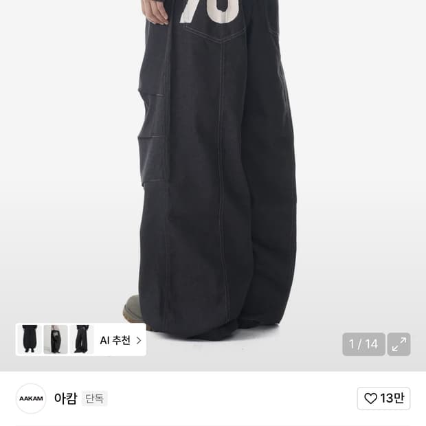 아캄 98 Printed Knee Pin-tuck Denim Pants 