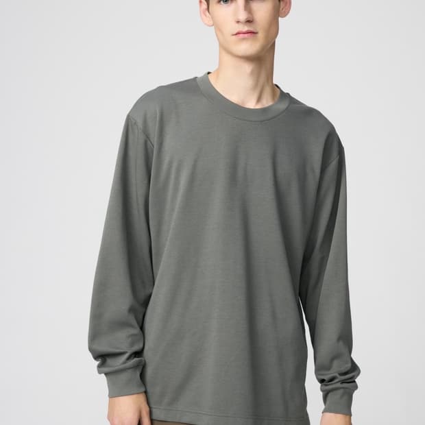 유니클로u AIRism코튼크루넥T 58 dark green