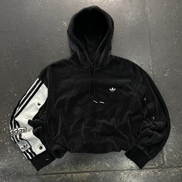 90 아디다스 아디브레이크 벨벳 크롭 후드티 
