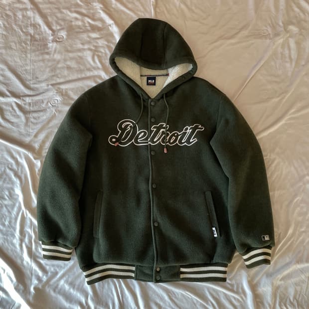 [MLB] 디트로이트 카키 후드 야구 점퍼 바시티 자켓 빈티지디엠어항