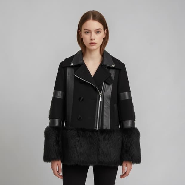 2/ 사카이 19FW 울 앤 퍼 피코트 자켓