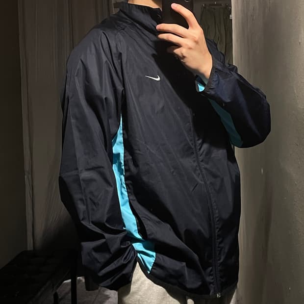 나이키 00s 네이비 스카이블루 배색 스우시 로고 올드스쿨  바람막이 L