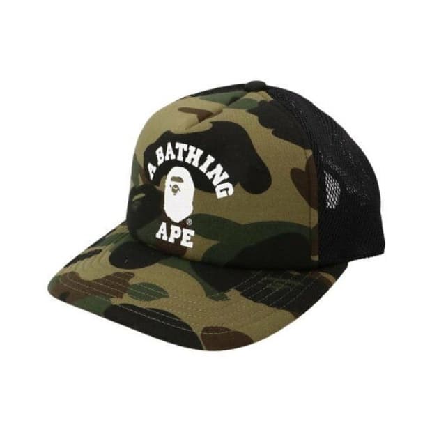 베이프 카모 그린 트러커 캡