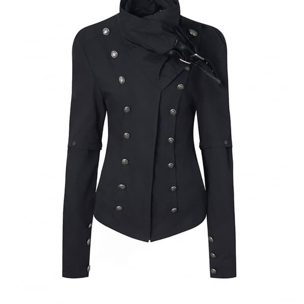 하이넥 메탈 버튼 재킷