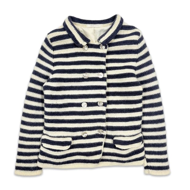 빈티지 스트라이프 모리 니트 더블 자켓