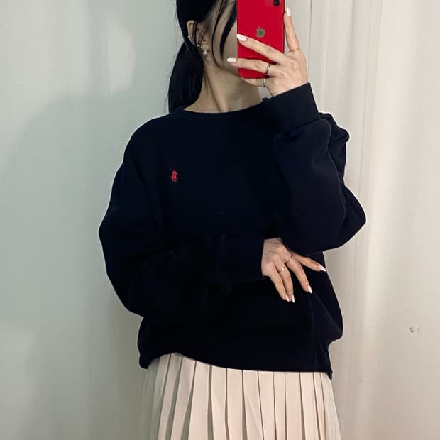 폴로 포니 블랙 맨투맨

