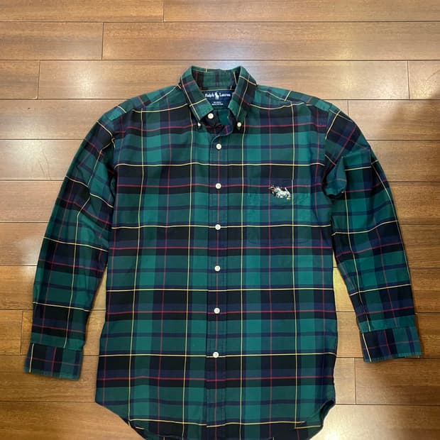폴로랄프로렌 스코티시 테리어 자수 플래드 타탄체크 셔츠