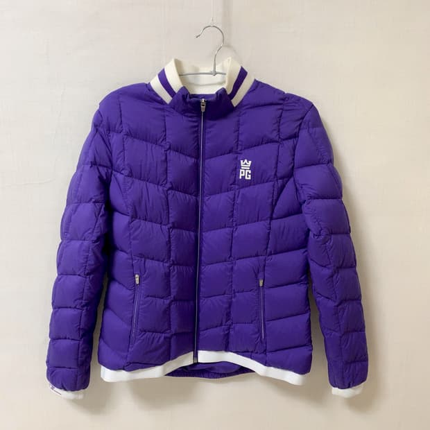 파리게이츠 퀼팅 구스 숏패딩 다운 거위털 여성 경량 스윙점퍼 퍼플