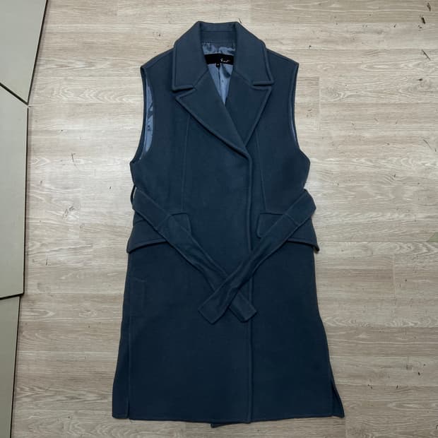 지고트 여성 캐시미어 벨티드 슬리브리스 랩코트 [블루쉬 그레이] 66