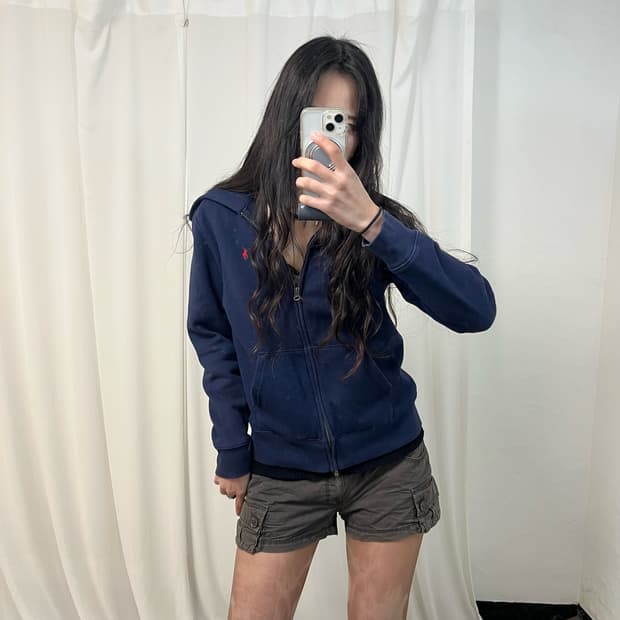 Polo Navy Zip-Up Hoodie