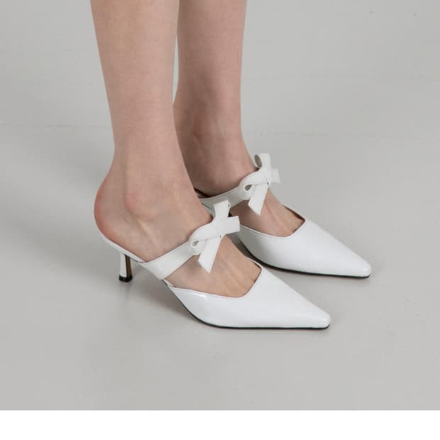 TWIN 리본 뮬 슬리퍼