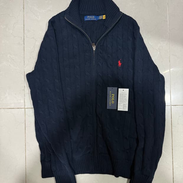 [당일출고,L]25년 신형 폴로 케이블 네이비 니트 집업