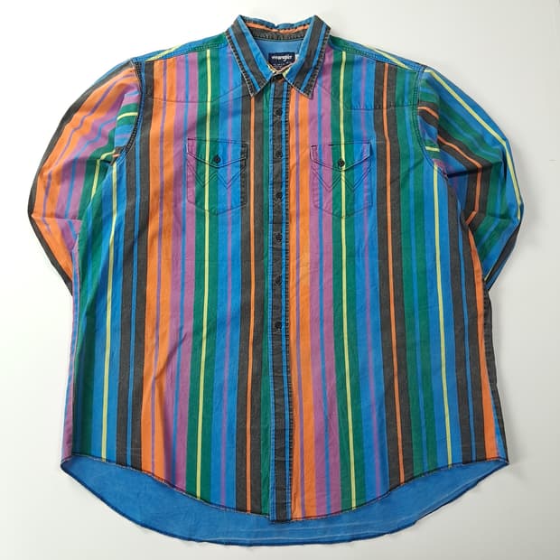 CK629 XL 랭글러 90s 웨스턴 레인보우 스트라이프 셔츠 남방