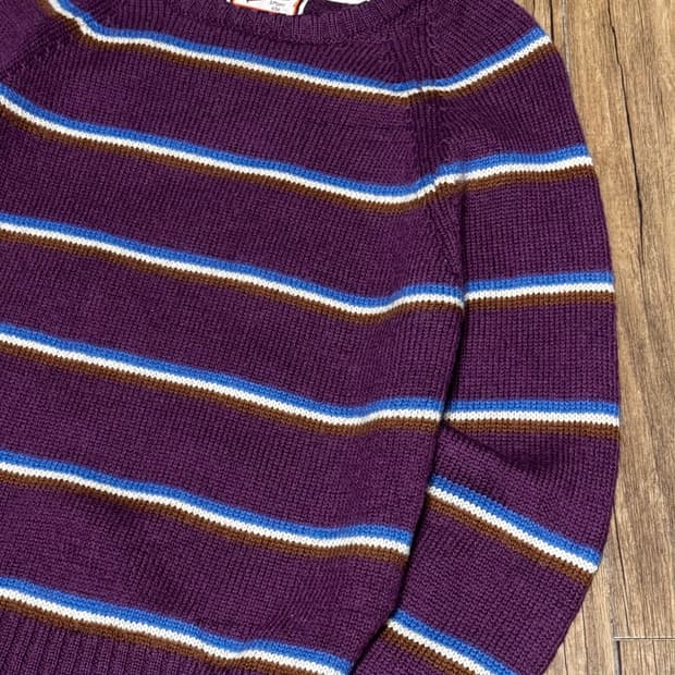 멜로나 USA 퍼플 스트라이프 울 니트 스웨터