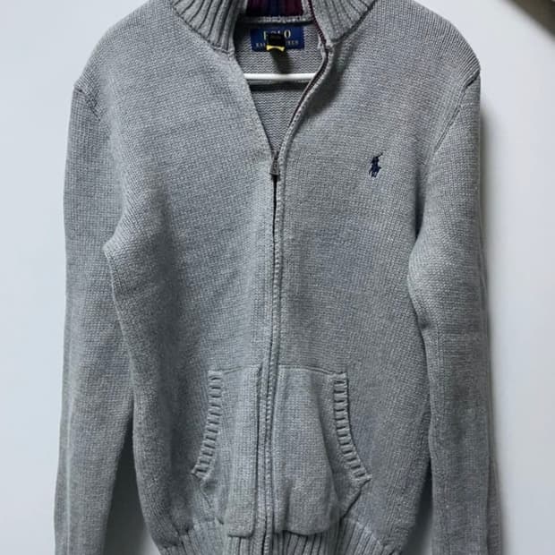 폴로 8-18세 코튼 풀 지퍼 스웨터(그레이)