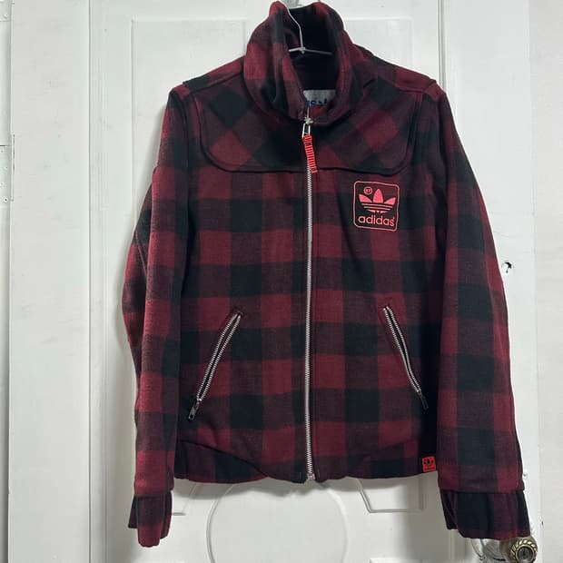 아디다스 체크 하이넥 울 자켓