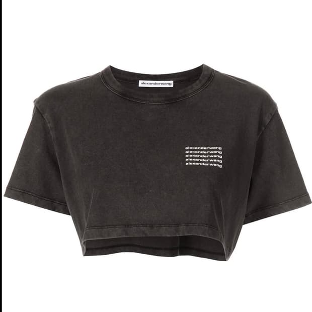 Alexander Wang acid-wash crop logo T-shi