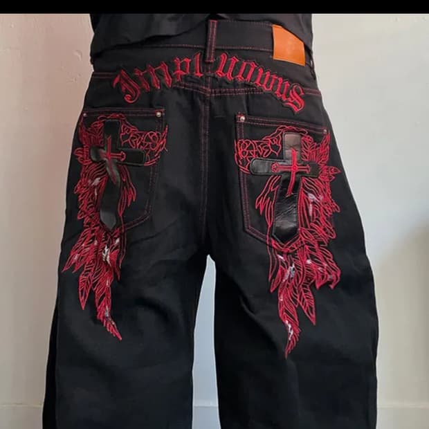 공사이오 루시 자수 빈티지 데님팬츠