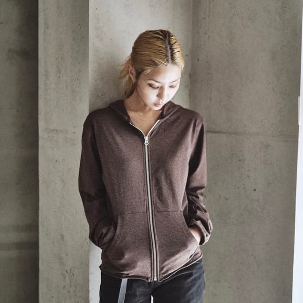 모노프리베 텍스쳐드 후드 집업 2사이즈 브라운