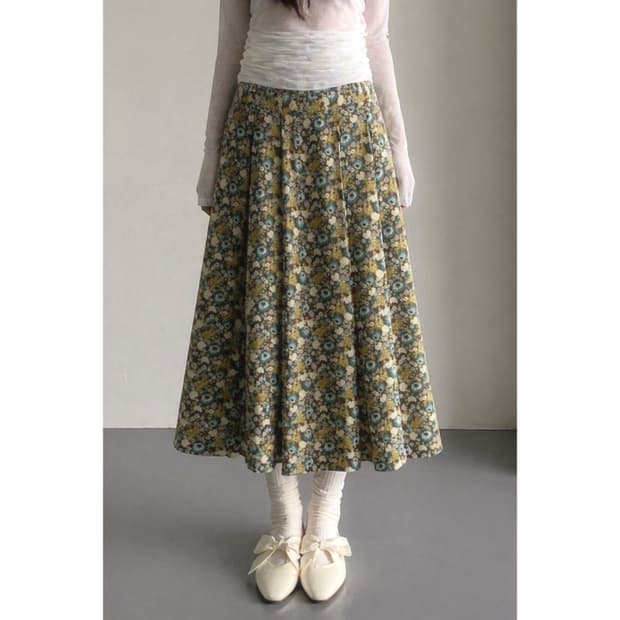 초록 꽃잎 롱 치마