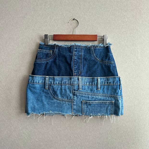 Contrast panel denim skirt UK6
