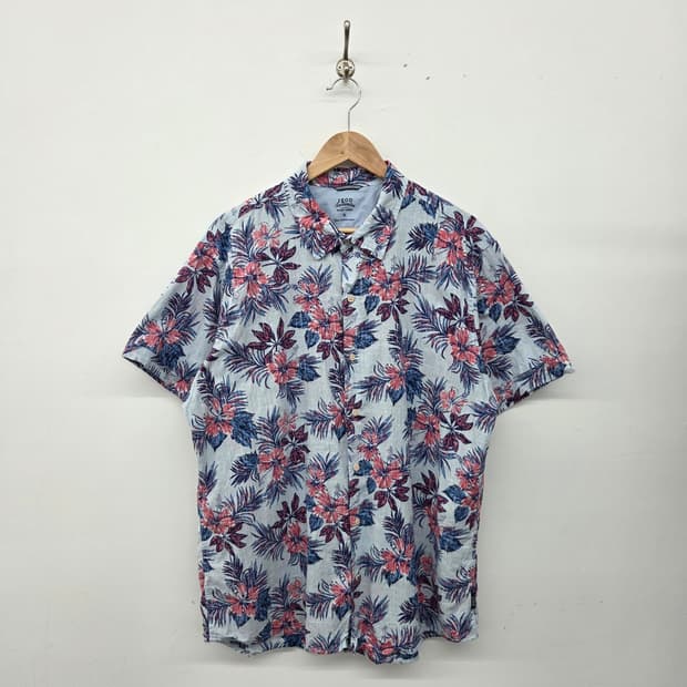 IZOD 하와이안 플라워 반팔 셔츠 남XL