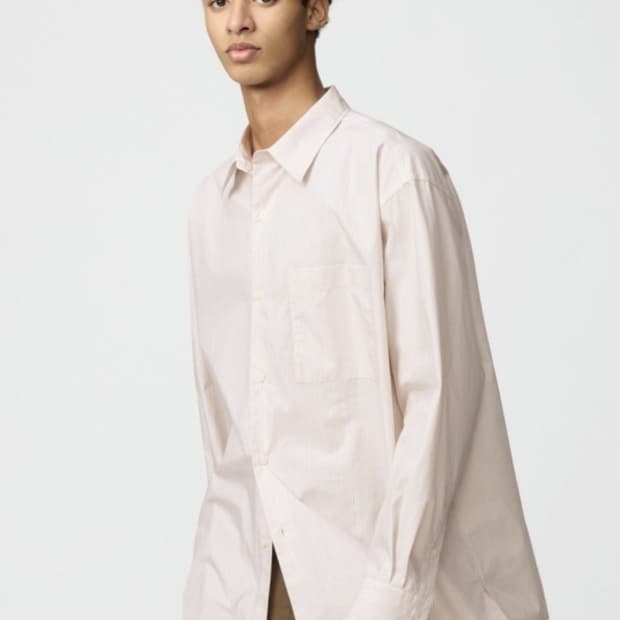 유니클로C/ 브로드클로스 오버사이즈 셔츠 핑크/ XL