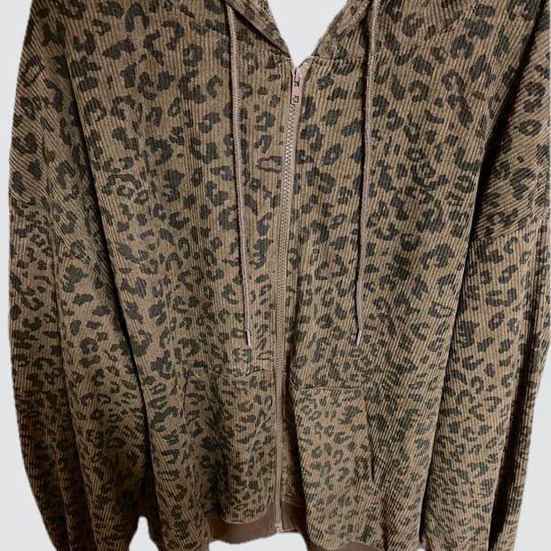 골덴 레오파드 후드집업