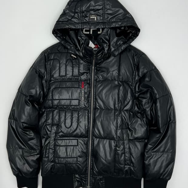 후부 자수 후드 패딩