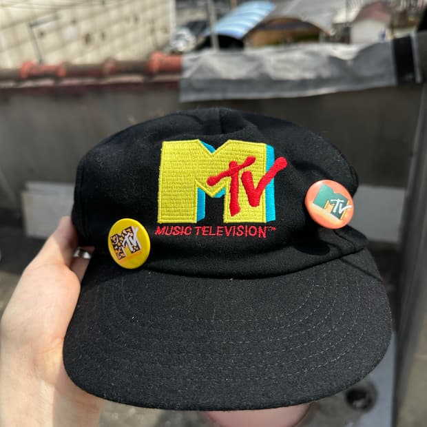 80's MTV 빈티지 엠티비 울 모자 핀버튼