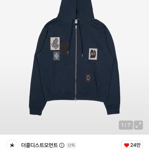 더콜디스트모먼트 TCM frame hooded zip-up (navy)