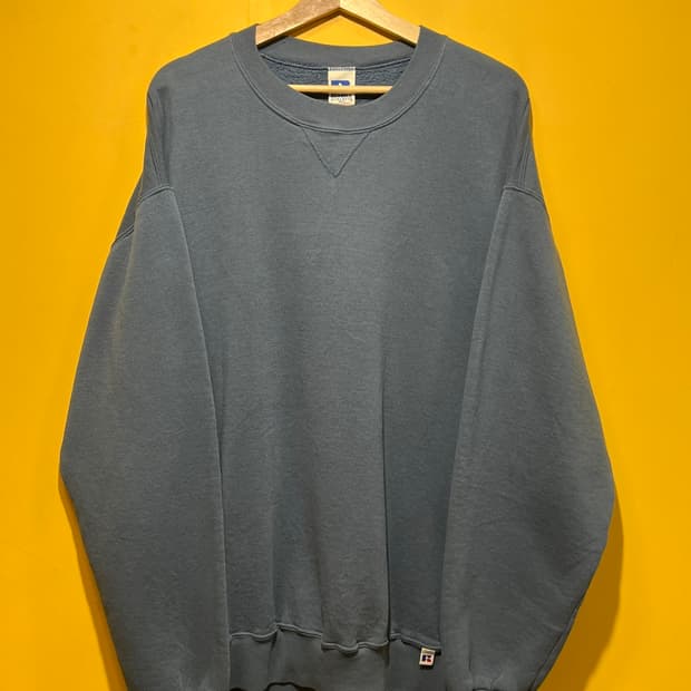 90s [XL] 러셀 빈티지 맨투맨 Tall Fit 그레이블루