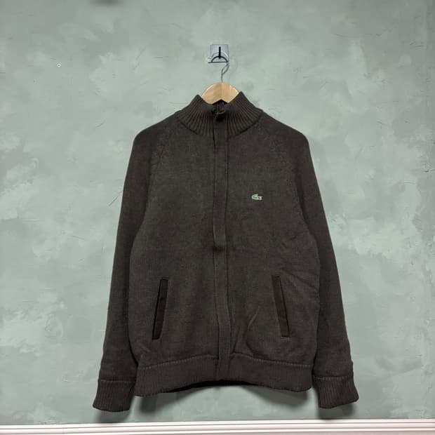 라코스테 울 니트 집업 브라운